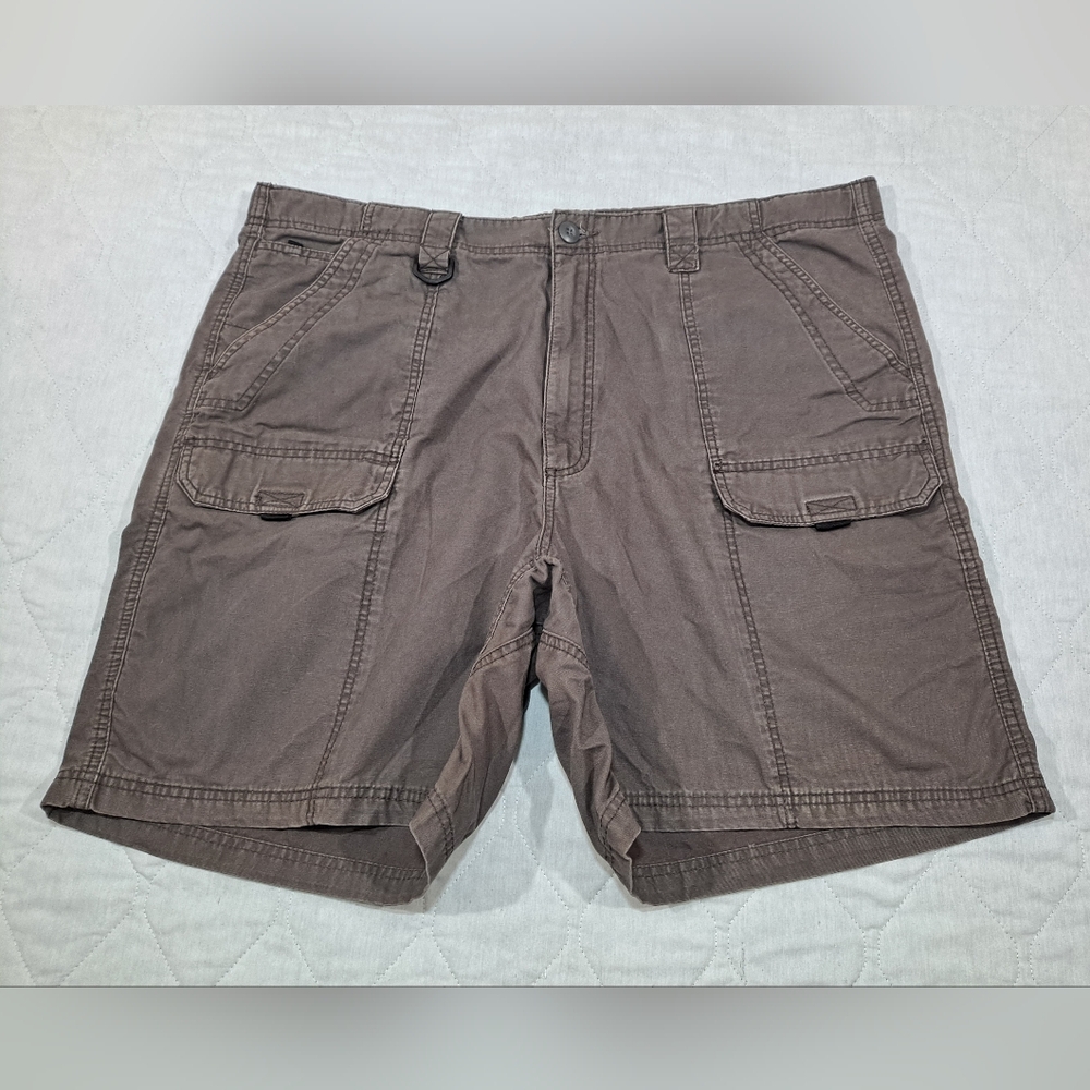 Wrangler Hero Cargo Shorts Big Men's 42 Brown 7-Pocket Zip-up Athletic Issue